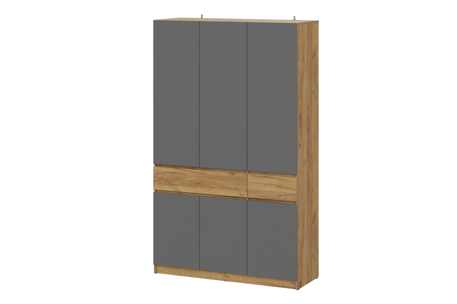 AVIGNON Cabinet 3-Doors with 2-drawers Graphite / Golden oak