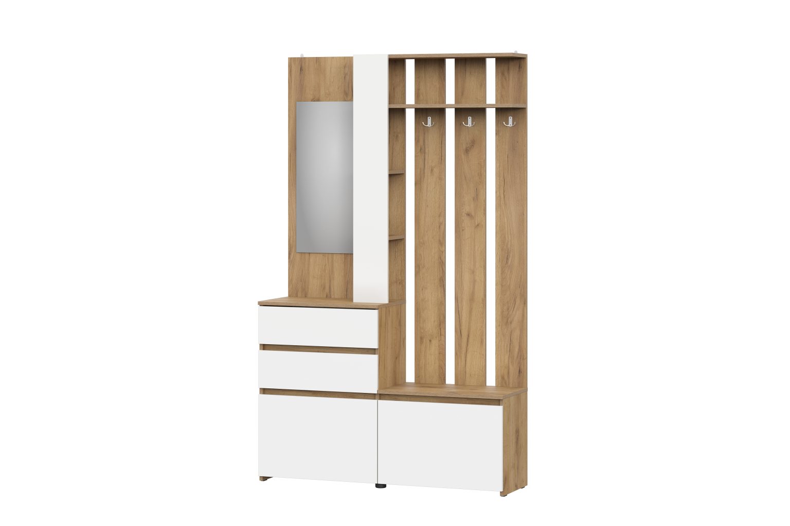NEXT 1 Hanger with mirror Oak Gold/White