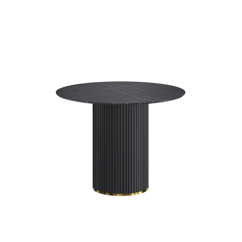 Dining table 1000x1000 Pietro stone high gloss Black