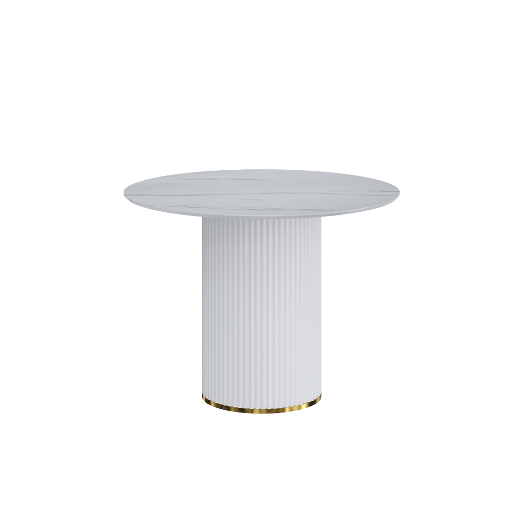 Dinning table 1000x1000 Pietro stone high gloss White