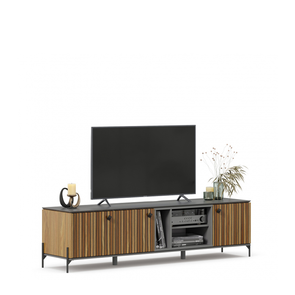 ALIOT TV STAND 1800 (Onyx Gray/Textured Walnut)