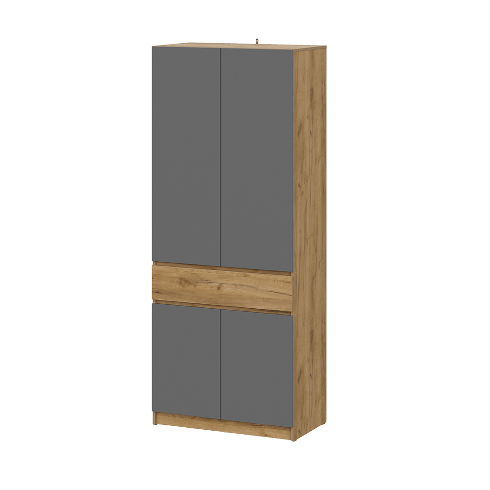 AVIGNON Cabinet with drawer 2-Doors Graphite / Golden oak