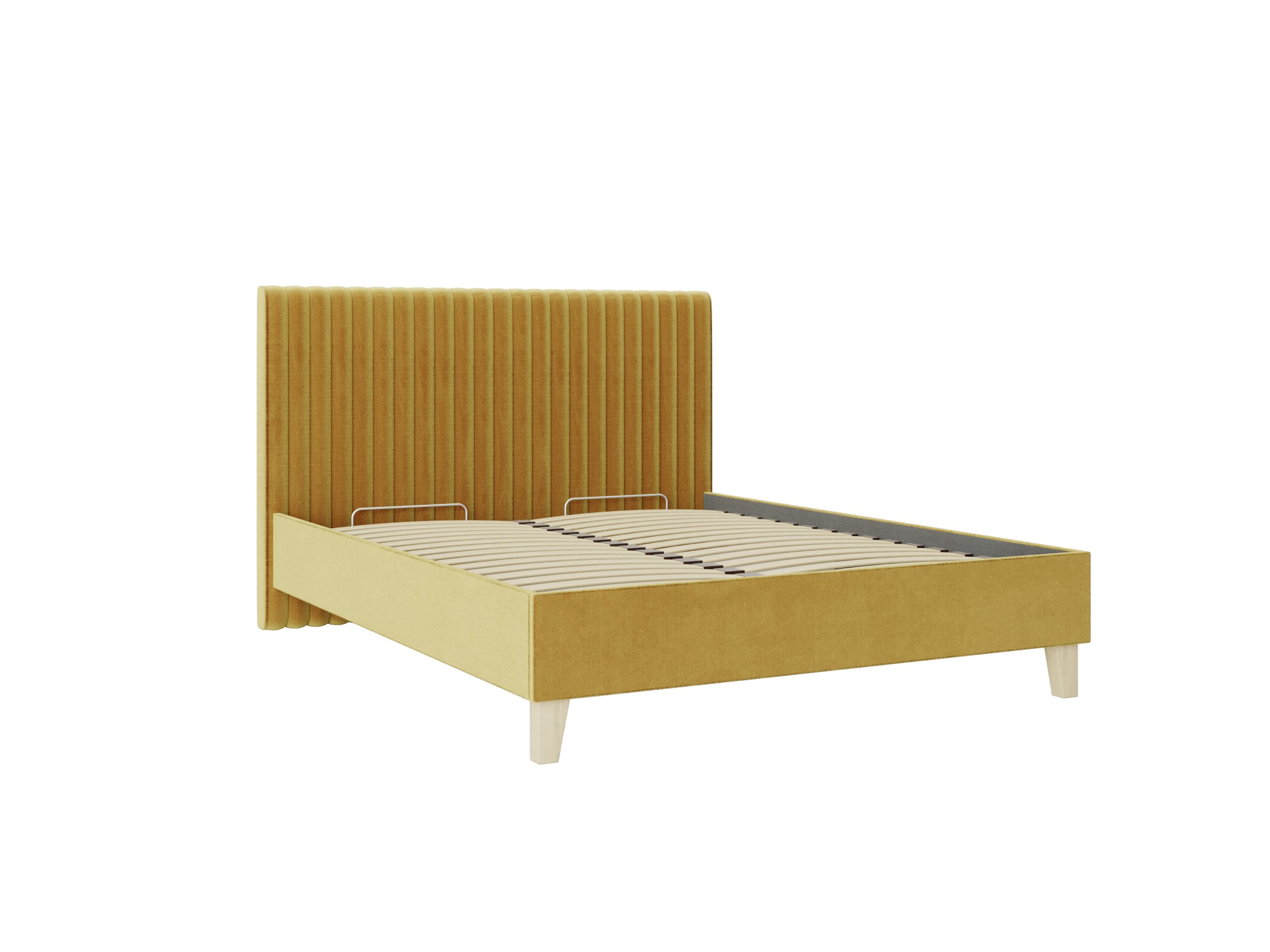 BARI Bed 160 soft with lifting mechanism Mustard velour fabric PHUKET 1038