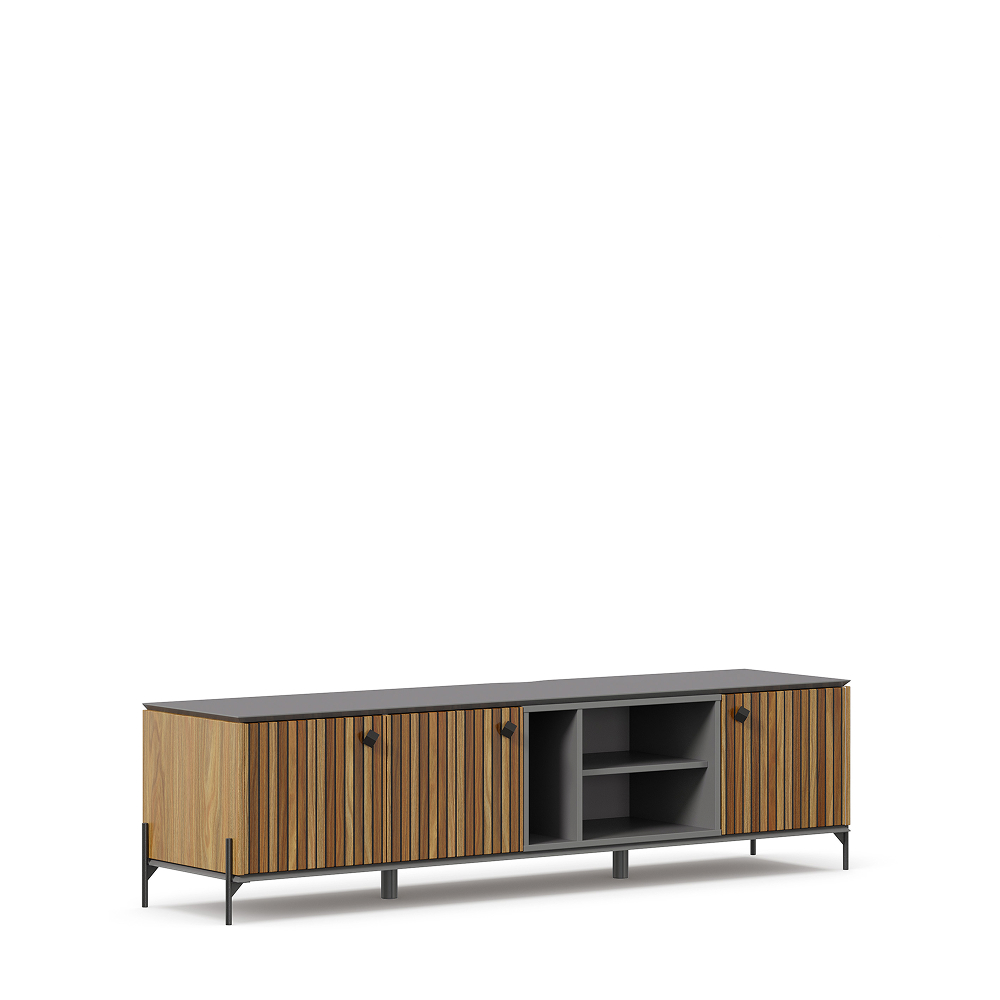 ALIOT TV STAND 2000 Onyx Gray/Textured Walnut