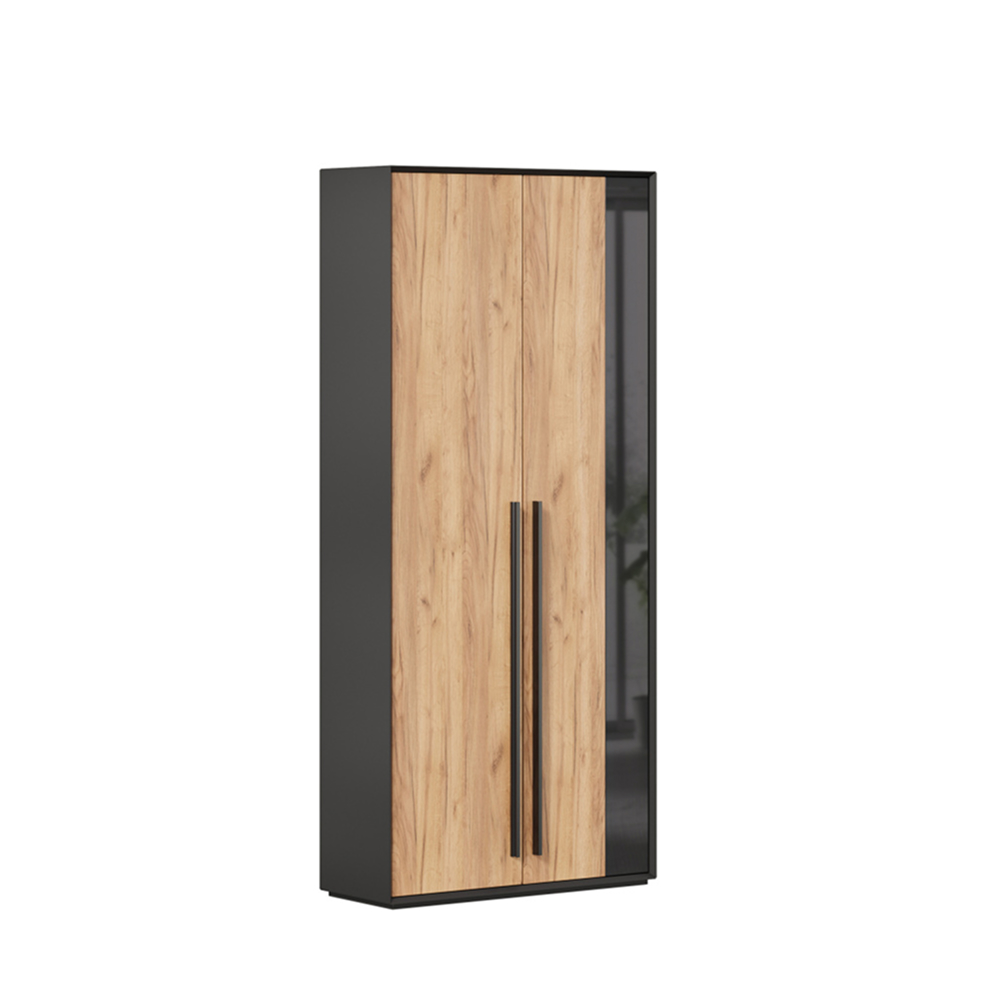 NAPOLI 2-Door Wardrobe Black/Golden Oak