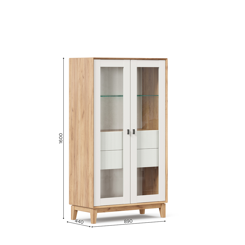 BARI Small 2-Doors cabinet Golden Oak / White
