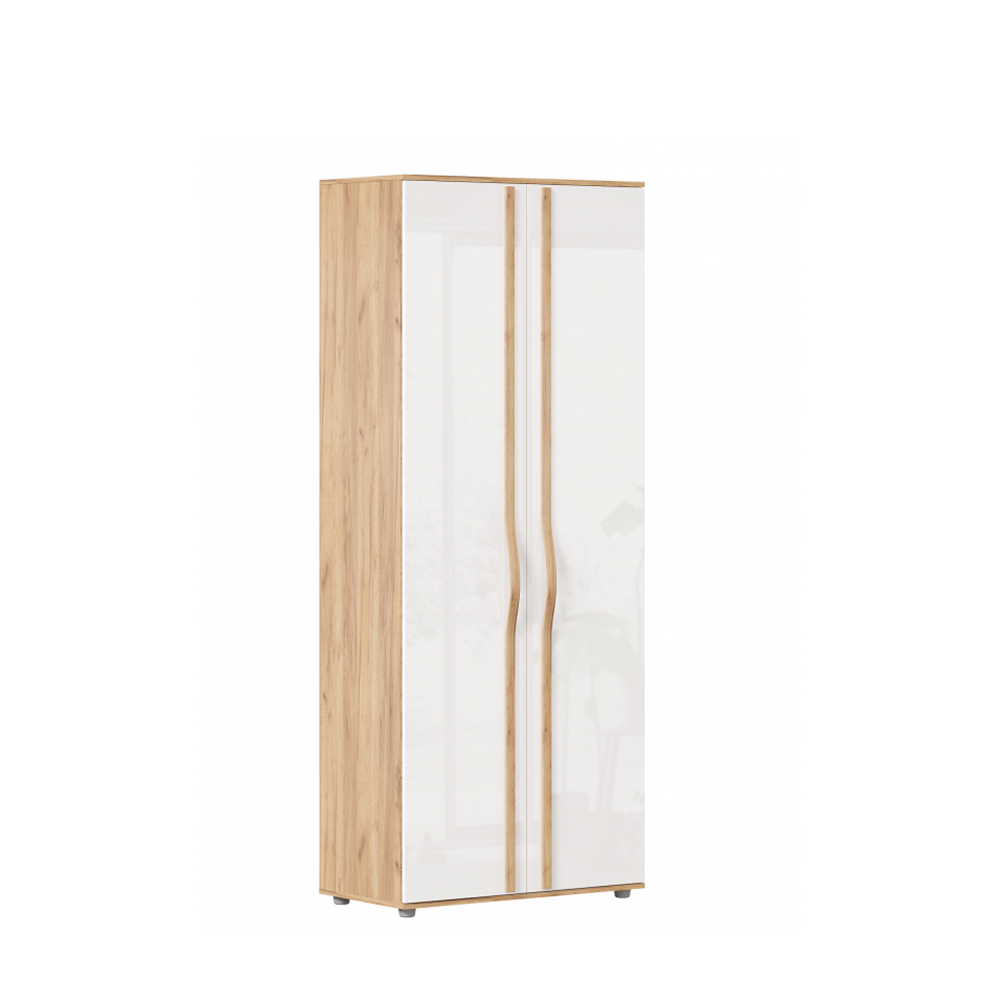 MARTHA-2 2-Door Wardrobe Golden Oak/White Gloss