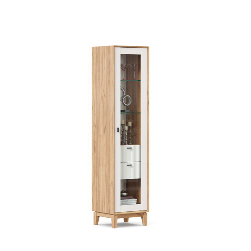 BARI 1-Door Cabinet Golden Oak / White