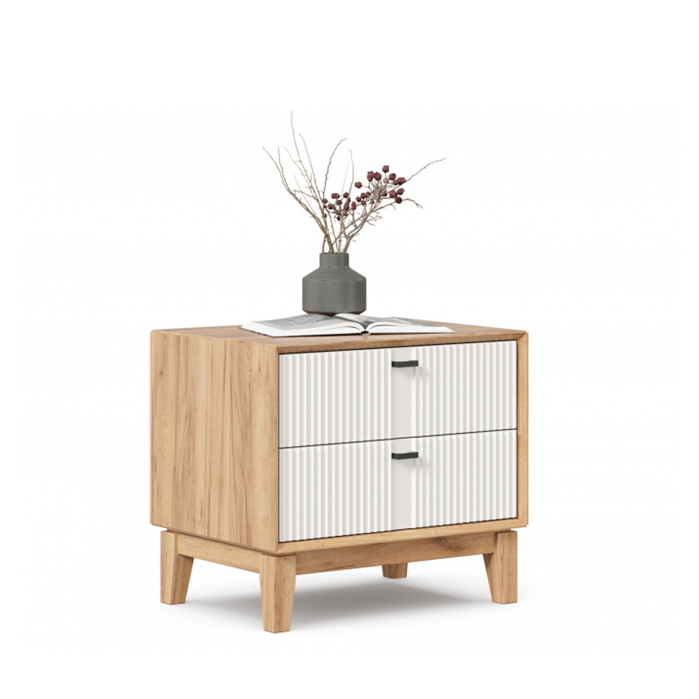 BARI Nightstand Golden Oak/White