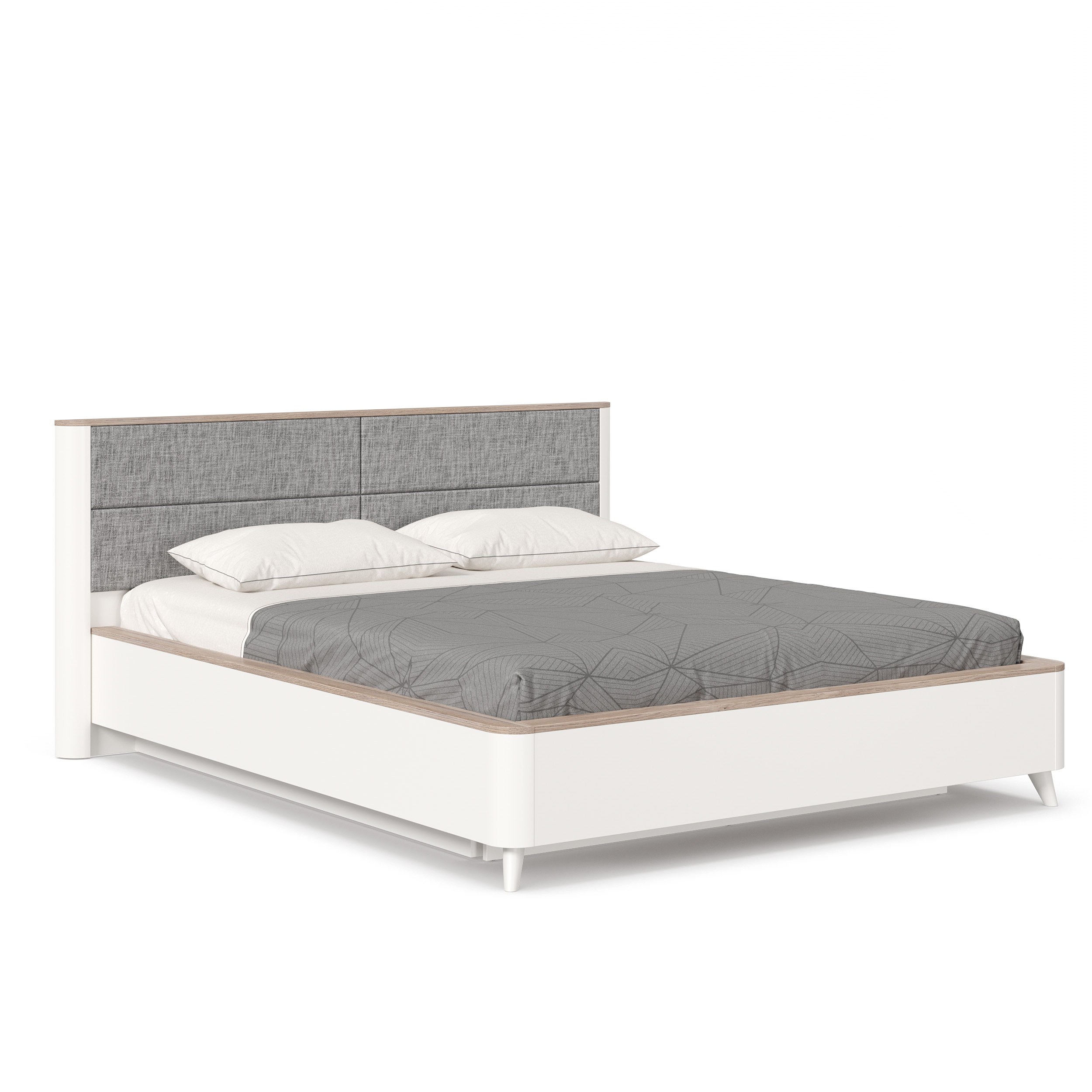 ARABIA- CRISTAL Bed 160x200 with soft headboard and bench Smoky Elm/White