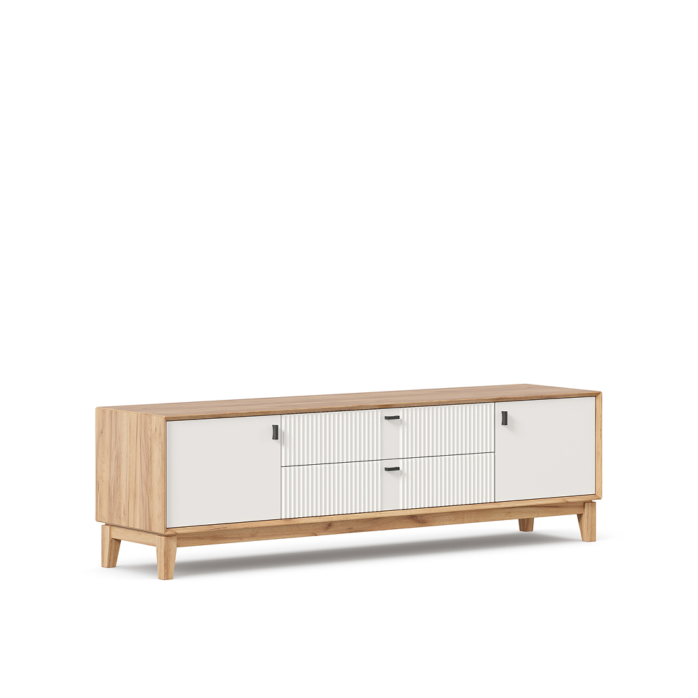 BARI TV Stand 1800 Golden Oak/White