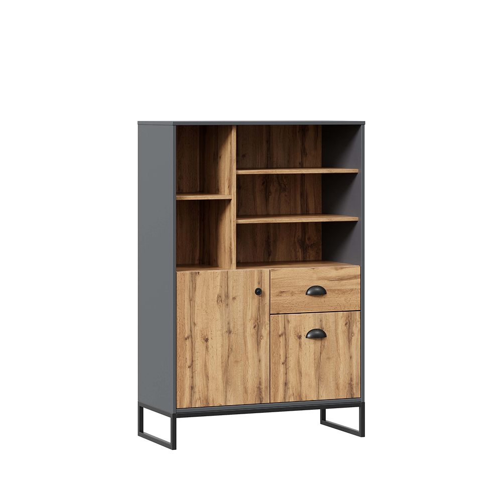 LOFT Tall cabinet Oak Wotan/Onyx Gray