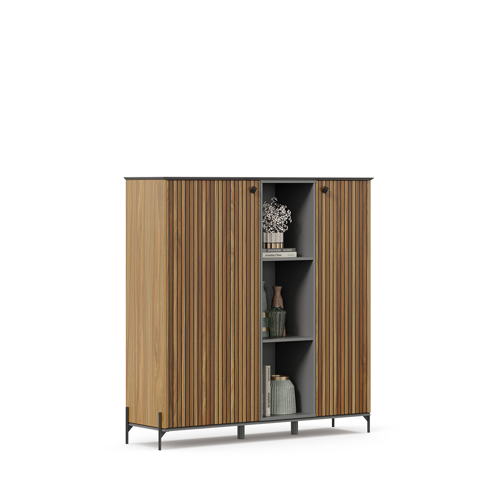 ALIOT Wardrobe 1400 Onyx Gray/Textured Walnut
